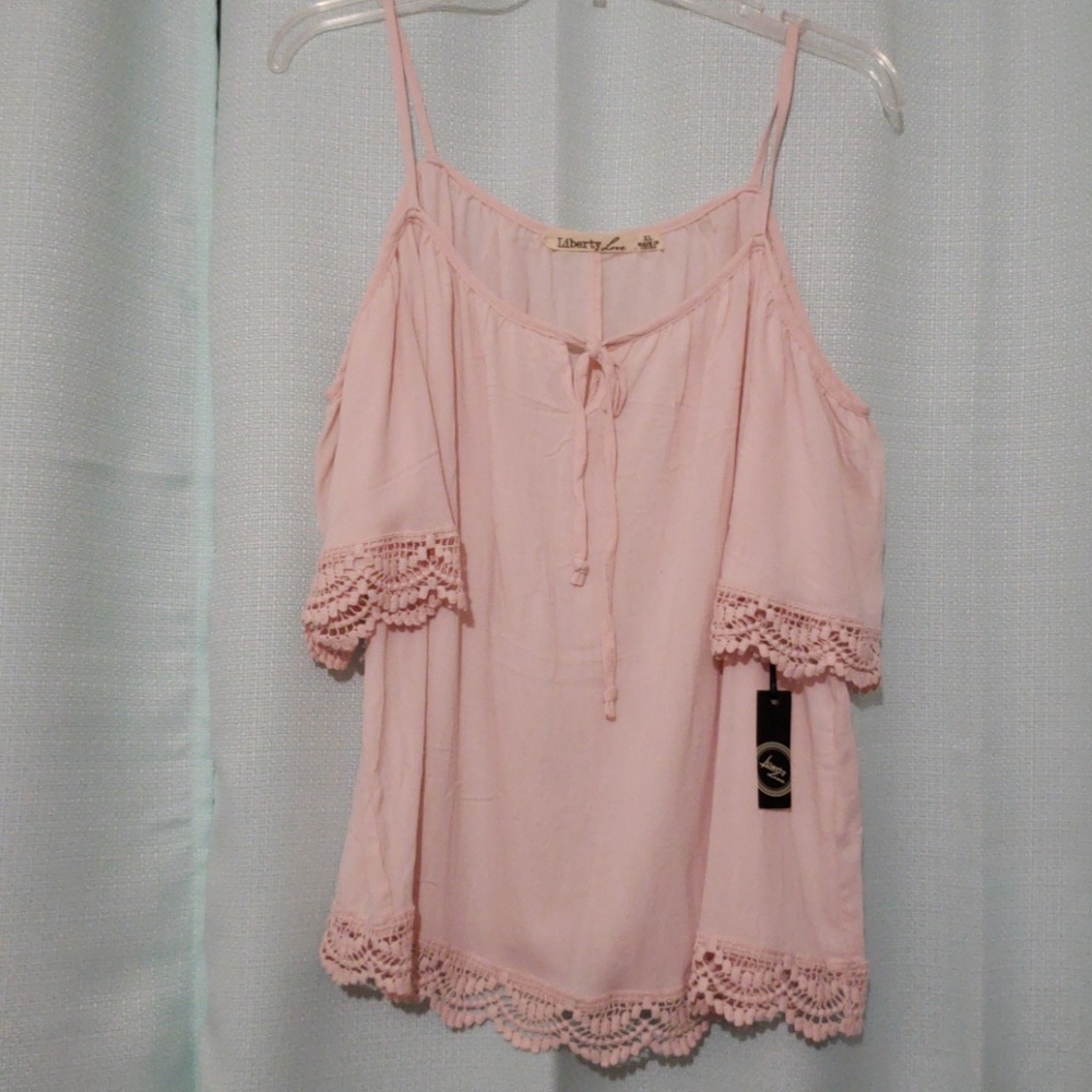 Liberty Love baby pink, off the shoulders blouse